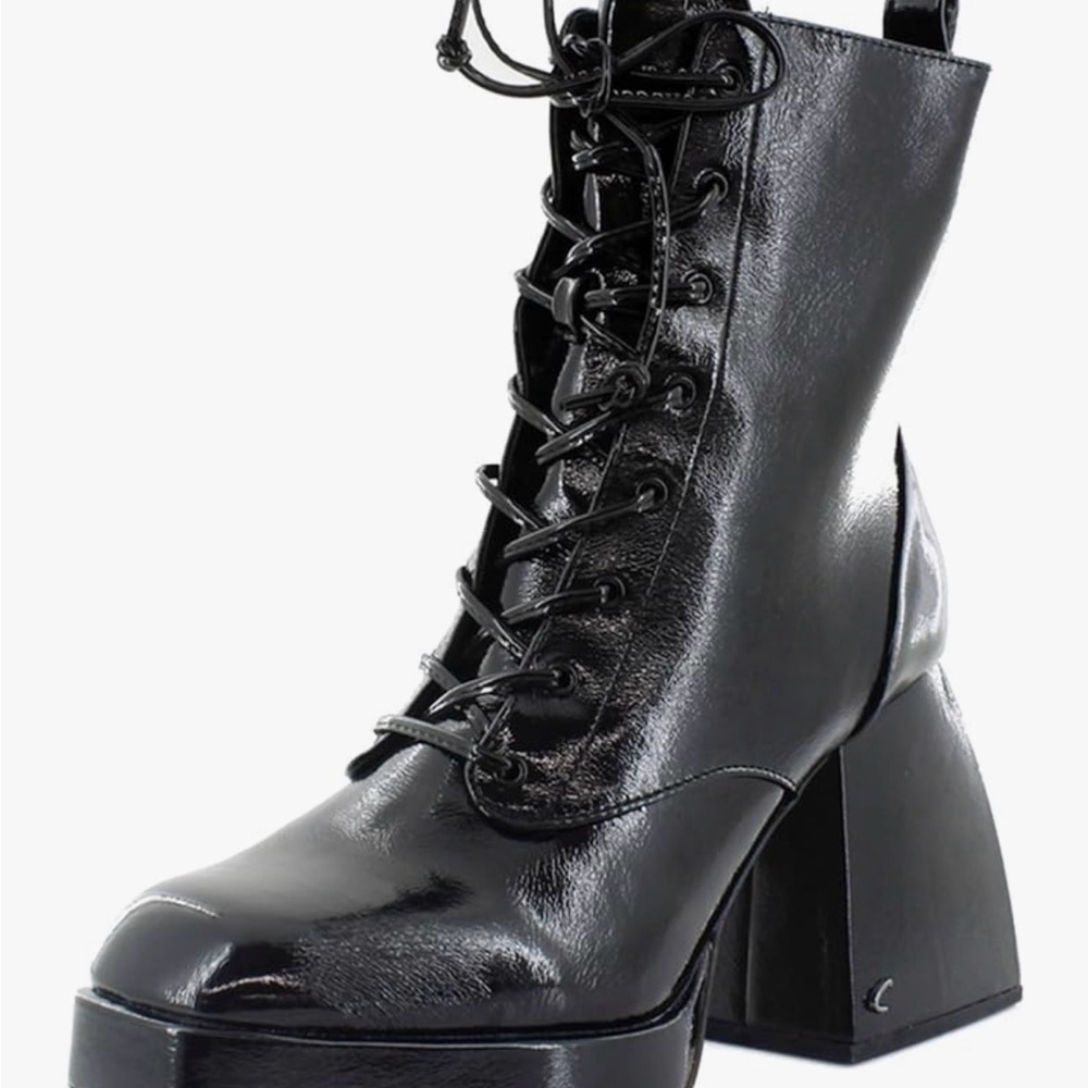Circus by Sam Edelman Shiny Black Lace-Up Boots